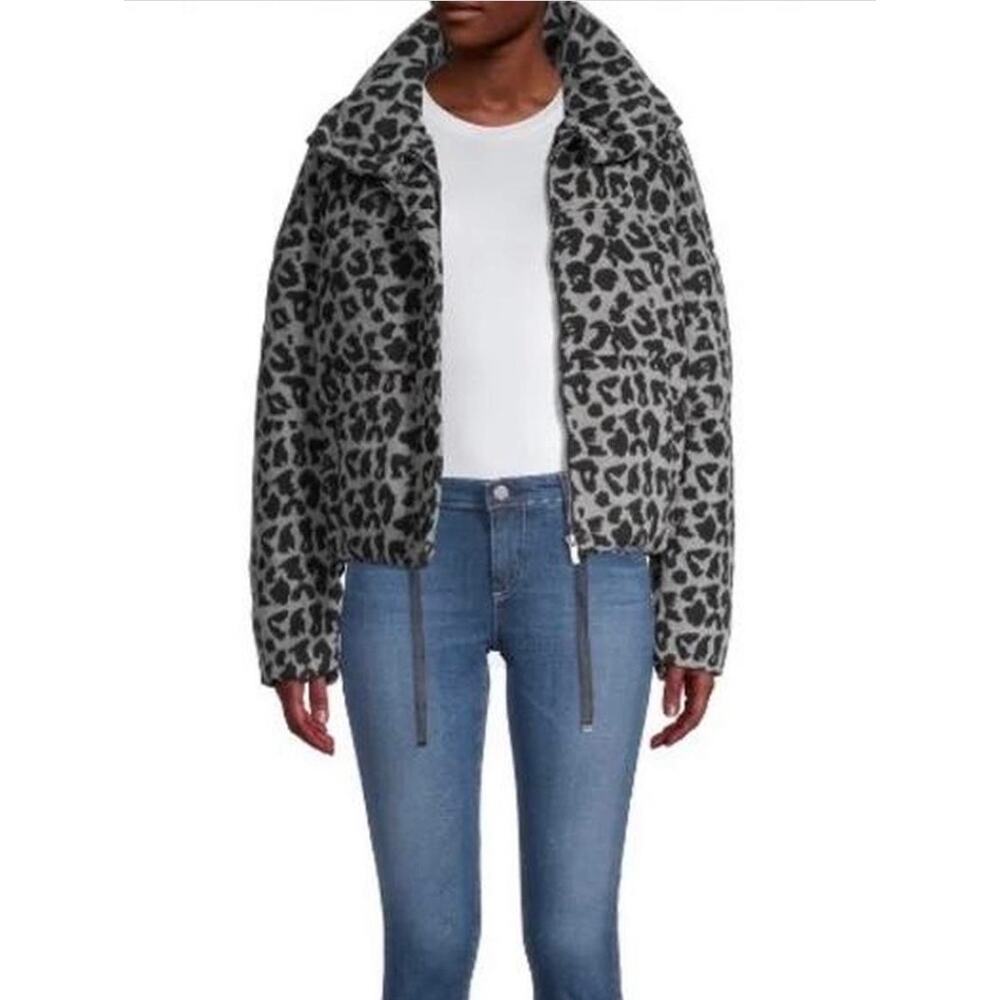 Apparis Chris Leopard Print Black Gray Puffer Jacket Size Small - Picture 3 of 10